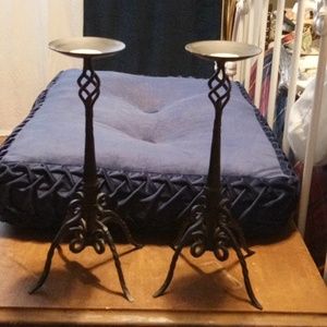 Black Wrought Iron Pillar Candle Holders